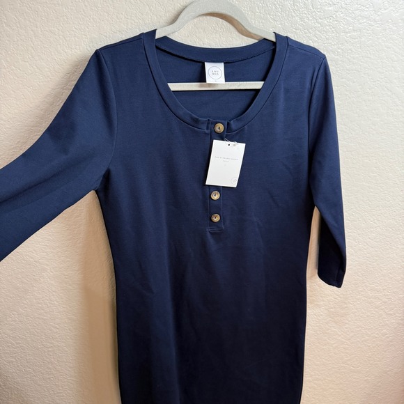 Lou Lou and Co The Everyday Dress Sz M Maternity Nursing Navy Blue Comfy Casual - Picture 7 of 8